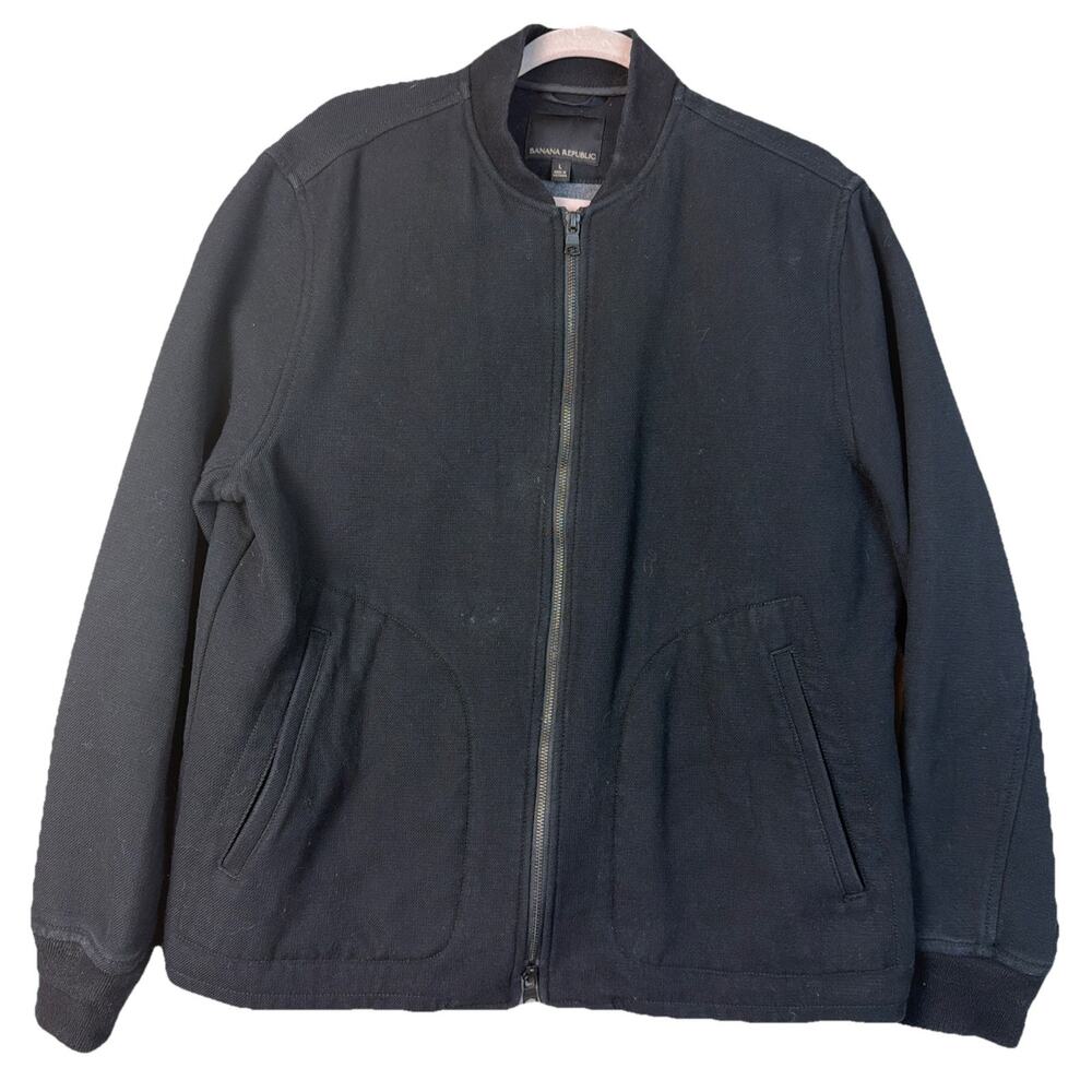 Banana Republic Jacket Mens Large Black Performance‎ Outerwear Full Zip Bomber
